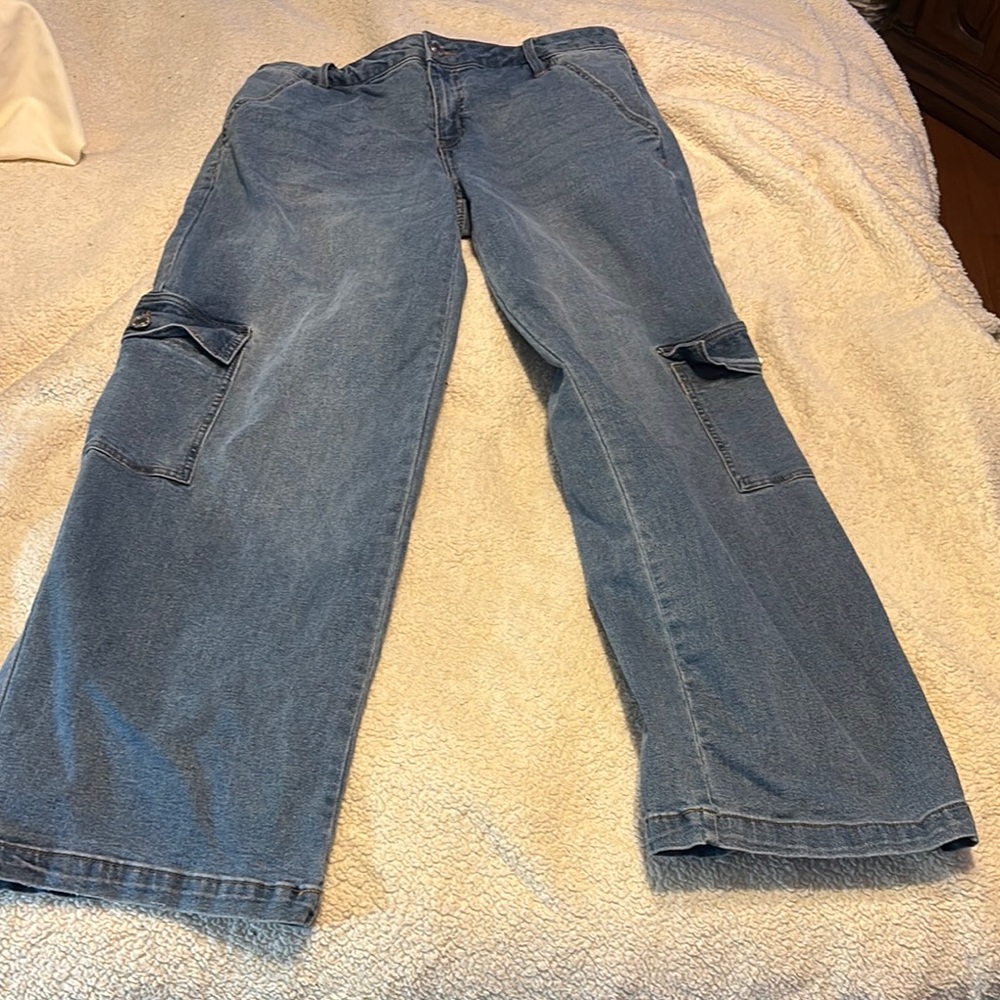 Blue Denim Cargo Jeans